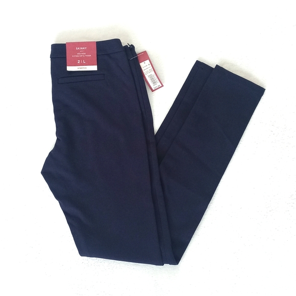 Merona Navy Blue Mid Rise Skinny Straight Pants Rayon Nylon Blend 2L (Stretch) - Picture 12 of 15